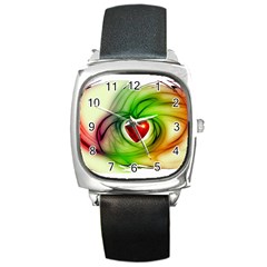 Heart Love Luck Abstract Square Metal Watch by Pakrebo