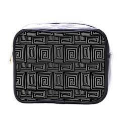 Gray Square Swirl Mini Toiletries Bag (one Side) by modernwhimsy