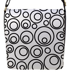 Abstract Black On White Circles Design White Flap Closure Messenger Bag (s) by LoolyElzayat
