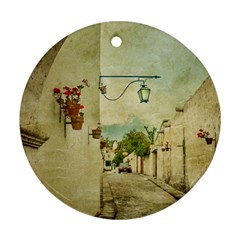 Vintage Grunge Print Arequipa Street, Peru Round Ornament (two Sides) by dflcprintsclothing