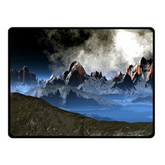 Mountains Moon Earth Space Double Sided Fleece Blanket (small) 