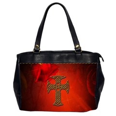 Wonderful Celtic Cross On Vintage Background Oversize Office Handbag (2 Sides)