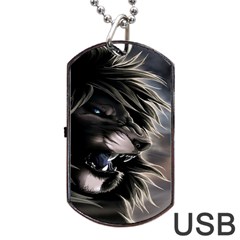 Angry Lion Digital Art Hd Dog Tag Usb Flash (one Side)