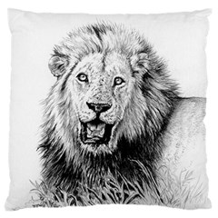 Lion Wildlife Art And Illustration Pencil Large Cushion Case (one Side) by Sudhe