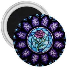 Cathedral Rosette Stained Glass Beauty And The Beast 3  Magnets by Sudhe
