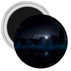 Skyline Night Star Sky Moon Sickle 3  Magnets by Sudhe