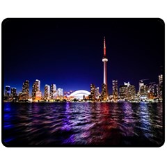 Toronto City Cn Tower Skydome Double Sided Fleece Blanket (medium)  by Sudhe