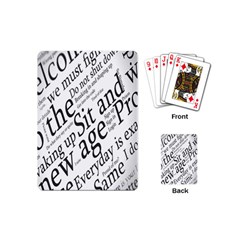 Abstract Minimalistic Text Typography Grayscale Focused Into Newspaper Playing Cards (mini) by Sudhe