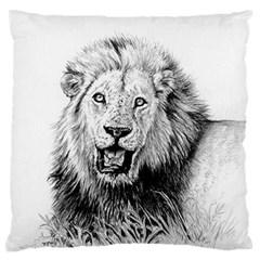 Lion Wildlife Art And Illustration Pencil Large Flano Cushion Case (one Side) by Sudhe