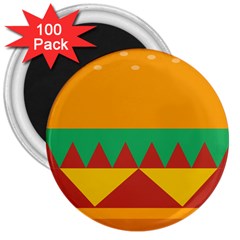 Burger Bread Food Cheese Vegetable 3  Magnets (100 Pack) by Sudhe