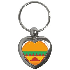 Burger Bread Food Cheese Vegetable Key Chains (heart)  by Sudhe