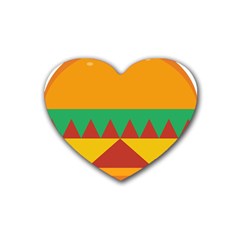 Burger Bread Food Cheese Vegetable Rubber Coaster (heart)  by Sudhe