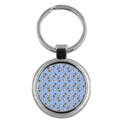 Lamb Pattern Blue Key Chains (round) 