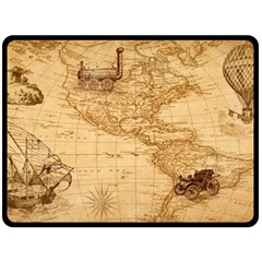Map Discovery America Ship Train Double Sided Fleece Blanket (large)  by Sudhe