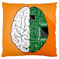 Technology Brain Digital Creative Large Cushion Case (one Side) by Sudhe