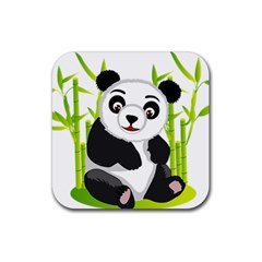 Giant Panda Bear Rubber Coaster (square)  by Sudhe