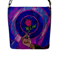 Enchanted Rose Stained Glass Flap Closure Messenger Bag (l) by Sudhe