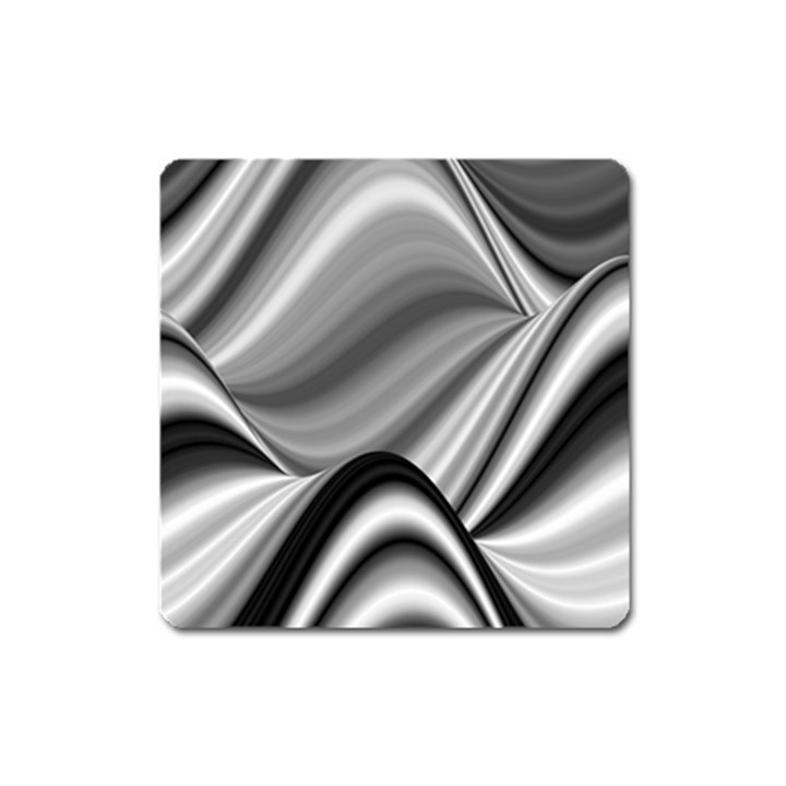 Waves Black And White Modern Square Magnet