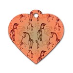 Cute Giraffe Pattern Dog Tag Heart (Two Sides)