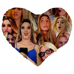 Lele Pons - Funny Faces Large 19  Premium Heart Shape Cushions by Valentinaart