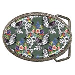 Vintage flowers and birds pattern Belt Buckles