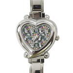 Vintage flowers and birds pattern Heart Italian Charm Watch