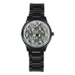 Vintage flowers and birds pattern Stainless Steel Round Watch