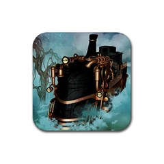 Spirit Of Steampunk, Awesome Train In The Sky Rubber Coaster (square)  by FantasyWorld7