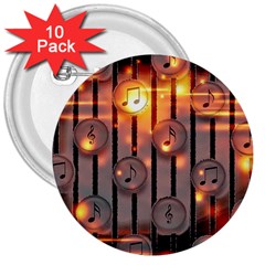 Music Notes Sound Musical Audio 3  Buttons (10 Pack)  by Mariart