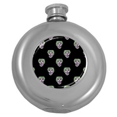 Creepy Zombies Motif Pattern Illustration Round Hip Flask (5 Oz) by dflcprintsclothing