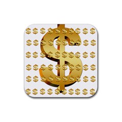 Dollar Money Gold Finance Sign Rubber Coaster (square)  by Mariart