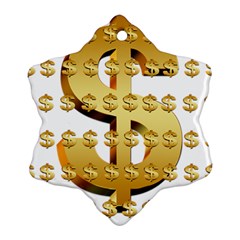 Dollar Money Gold Finance Sign Ornament (snowflake) by Mariart