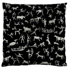 Petroglyph Nordic Beige And Black Background Petroglyph Nordic Beige And Black Background Standard Flano Cushion Case (two Sides) by snek