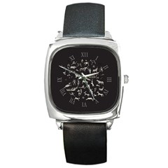 Petroglyph Nordic Beige And Black Background Petroglyph Nordic Beige And Black Background Square Metal Watch by snek