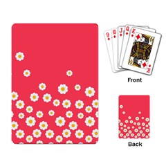 Flowers White Daisies Pattern Red Background Flowers White Daisies Pattern Red Bottom Playing Cards Single Design by genx