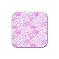 Peony Asia Spring Flowers Natural Rubber Coaster (square)  by Pakrebo