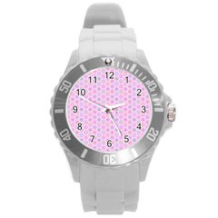 A Hexagonal Pattern Unidirectional Round Plastic Sport Watch (l) by Pakrebo