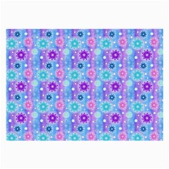 Flowers Light Blue Purple Magenta Large Glasses Cloth (2-side) by Pakrebo