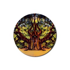 Tree Monster Maestro Landscape Rubber Round Coaster (4 Pack)  by Pakrebo