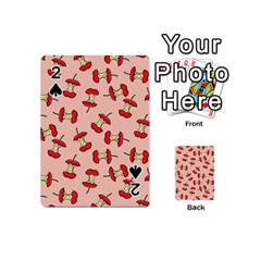 Red Apple Core Funny Retro Pattern Half Eaten On Pastel Orange Background Playing Cards 54 (mini) by genx