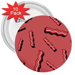 Funny Bacon Slices Pattern Infidel Vintage Red Meat Background  3  Buttons (10 Pack)  by genx
