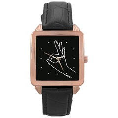 A-ok Perfect Handsign Maga Pro-trump Patriot On Pink Background Rose Gold Leather Watch  by snek