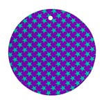 Turquoise Stars Pattern On Purple Ornament (Round)