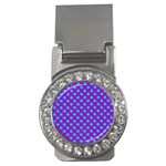 Turquoise Stars Pattern On Purple Money Clips (CZ) 