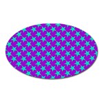 Turquoise Stars Pattern On Purple Oval Magnet