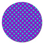 Turquoise Stars Pattern On Purple Magnet 5  (Round)