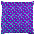 Turquoise Stars Pattern On Purple Large Flano Cushion Case (One Side)