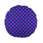 Turquoise Stars Pattern On Purple Standard 15  Premium Flano Round Cushions