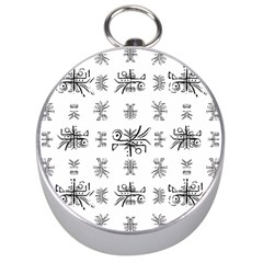 Black And White Ethnic Design Print Silver Compasses by dflcprintsclothing
