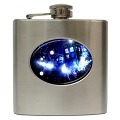 Tardis Background Space Hip Flask (6 Oz) by Sudhe
